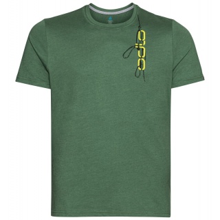 Odlo Wander-/Freizeit Tshirt Crew Neck Nikko mit Logo-Print (50% Baumwolle, 50% Polyester) grün Herren